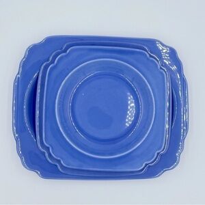 Vintage Homer Laughlin Century Shaped Mauve Blue 3pc Set